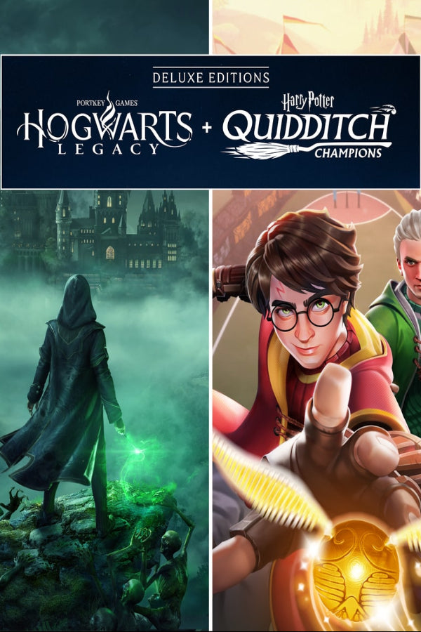 Lote de Ediciones Deluxe de Hogwarts Legacy + Harry Potter: Campeones de quidditch